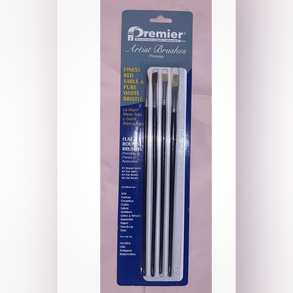 Premier Artist Brushes 4 Piece Set Finest Red Sable & Pure White Bristle NEW - Picture 2 of 8